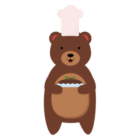 A cute cartoon cook bear with Christmas cakeのイラスト素材