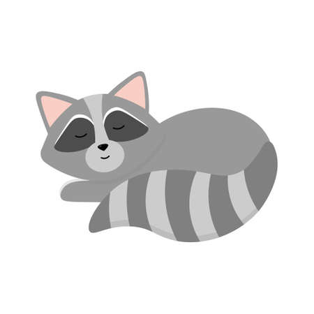 A cute cartoon sleeping raccoon kidのイラスト素材