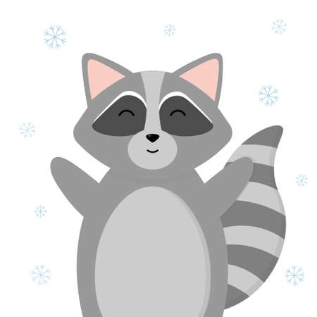 Cute happy cartoon raccoon artのイラスト素材