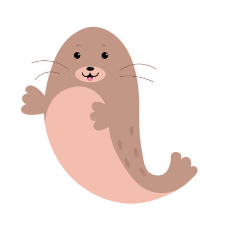 Cute happy fur seal. Cartoon charactersのイラスト素材