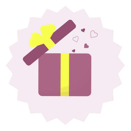 Cute purple gift box with hearts. Idea for St. Valentines dayのイラスト素材