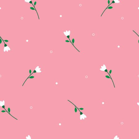 Romantic spring flower on the pink background seamless patternのイラスト素材