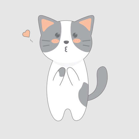 Cute kissing cat icon. cartoon charactersのイラスト素材