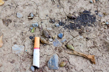 Cigarette on the floorの写真素材