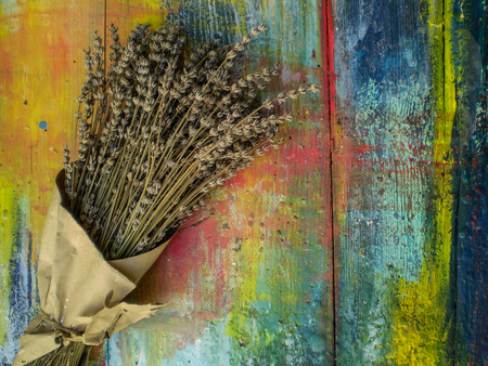 Lavender on a tableの写真素材