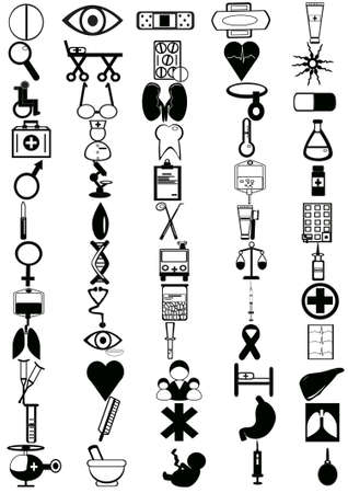 Set of 60 icons on the medical themeのイラスト素材