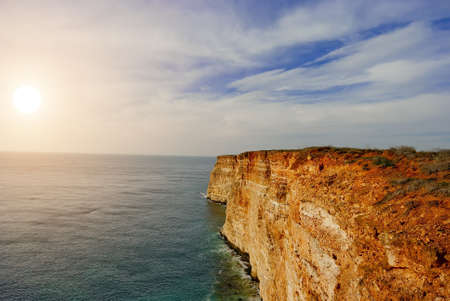 Cliffs on the Crimean coast at sunsetの写真素材
