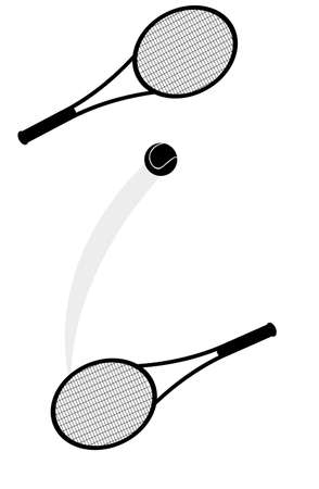Silhouette of a two tennis rackets and a ballのイラスト素材