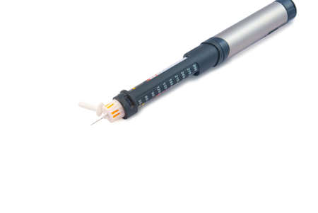 Insulin pen on a white backgroundの写真素材