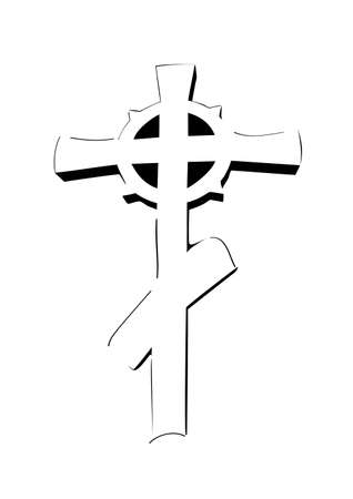 Drawing Orthodox cross on a white background  iconのイラスト素材