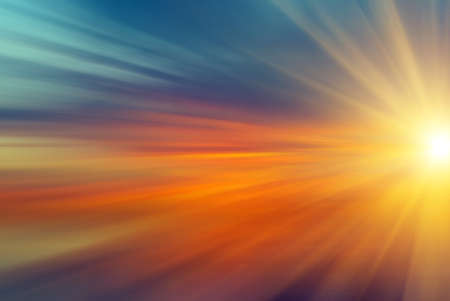 Beautiful abstract sun with rays at sunsetの写真素材