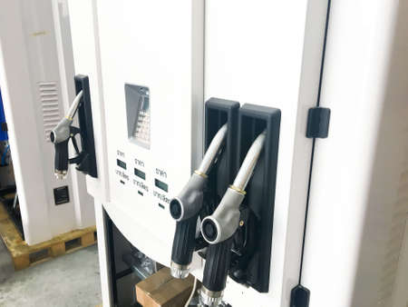 Fuel dispensers. Translation : Thai Language, Price, Amount of many Baht/Number of liter, Thai Fuel...