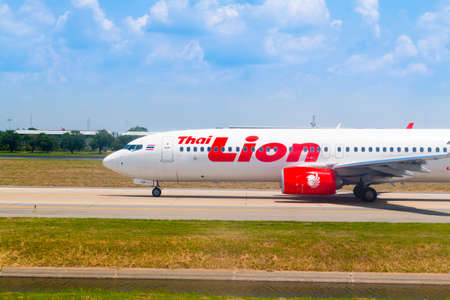 Bangkok, Thailand - April 13, 2017: Boeing 737-800 Thai Lion Air parked at Don Mueang International Airport in Bangkok, Thailand.のeditorial素材