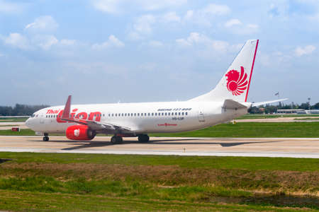 Bangkok, Thailand - April 13, 2017: Boeing 737-800 Thai Lion Air parked at Don Mueang International Airport in Bangkok, Thailand.のeditorial素材