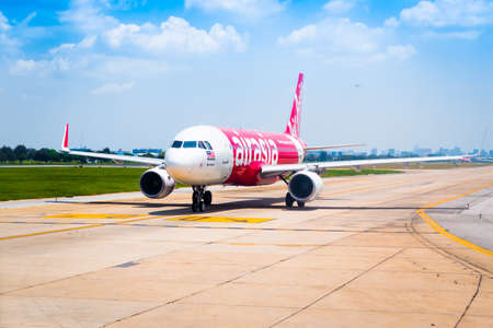 Bangkok, Thailand - April 13, 2017: Thai Airasia parked at Don Mueang International Airport in Bangkok, Thailand.のeditorial素材