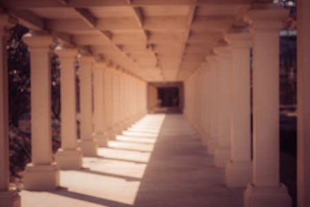 Blur image wooden pole walkway, Vintage tone.の写真素材