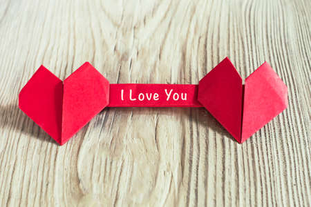 Valentineï¿½s Day red two heart shape paper with