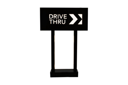 Drive thru storefront sign isolated on white background, Copy space for text.の写真素材
