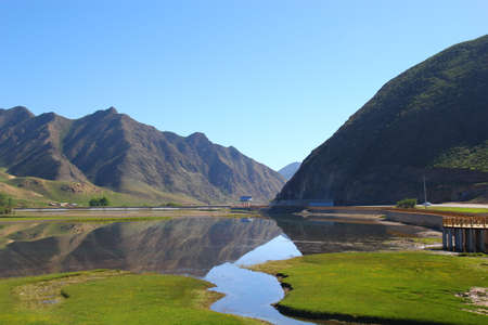 placid lake in Chinaの写真素材