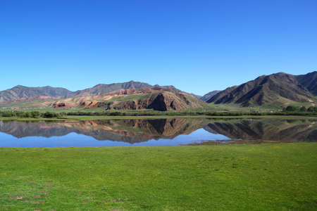 placid lake in Chinaの写真素材