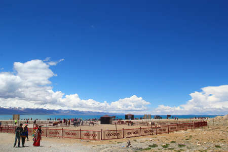Namtso or Lake Nam is a mountain lake on the border between Damxung County of Lhasa, Tibet.のeditorial素材