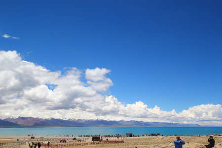 Namtso or Lake Nam is a mountain lake on the border between Damxung County of Lhasa, Tibet.のeditorial素材