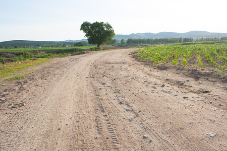 Crooked Rural Road in Chinaの写真素材