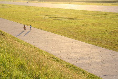 roadside and lawnの写真素材