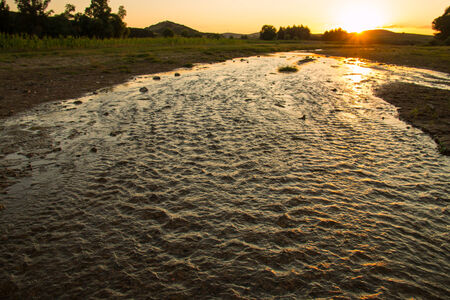 sunset on river