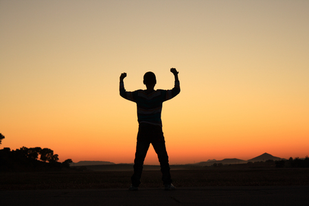 Man at Sunsetの写真素材