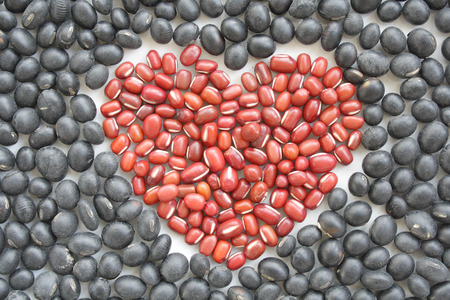 Beans are combined into the shape of heart