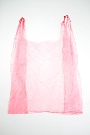 Plastic bag on white backgroundの写真素材