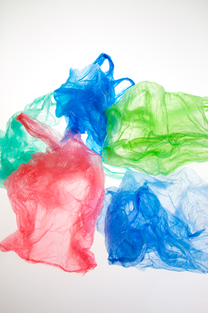 Plastic bags on white backgroundの写真素材