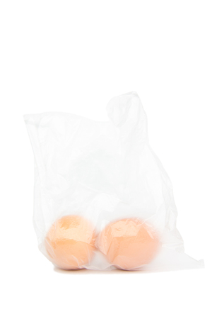 eggs in a plastic bagの写真素材