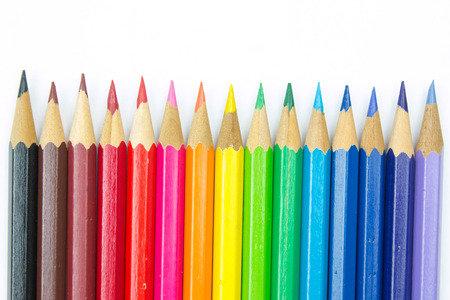 Colored pencils on white backgroundの写真素材