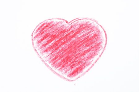 Crayon drawing of the heartの写真素材