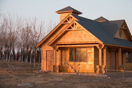 Typical wooden country houseのeditorial素材