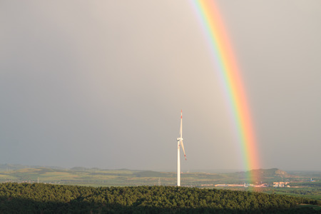 Rainbow in a rural landscapeの写真素材