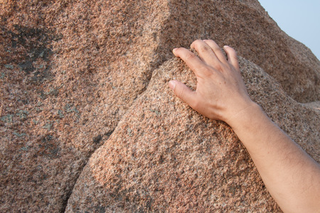 Rock climbing, close-up fingerの写真素材