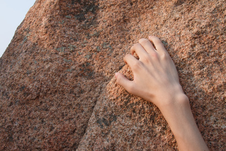 Rock climbing, close-up fingerの写真素材
