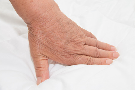 wrinkled handの写真素材