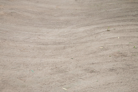 Traces of broom on the soil surfaceの写真素材