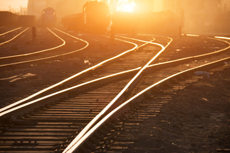 Railroad tracks at sunset