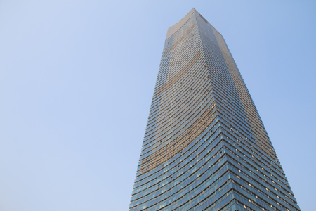 Low angle looking up at the skyscrapers of the cityのeditorial素材