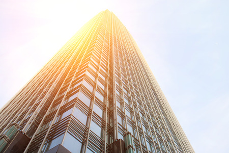 Low angle looking up at the skyscrapers of the city