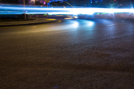 Light tracks on the street in China Shenyangの写真素材
