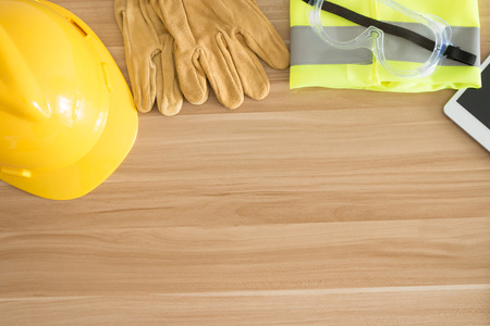 Construction site supplies on the tableの写真素材