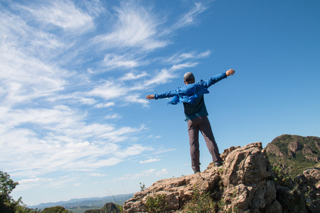 Man standing mountainのeditorial素材