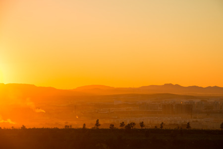 Industrial pollution sunsetの写真素材
