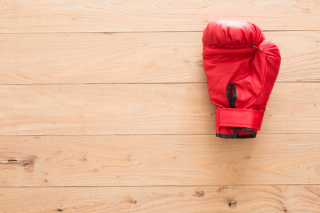 Boxing gloves in the woodの写真素材